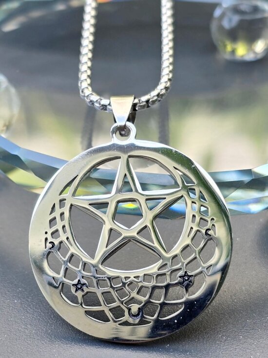 A Gothic Universe Jewelry - Pentagram Web ✦ Celestial Occult Pendant ✦ Gothic Alt Witchcore Necklace NWT